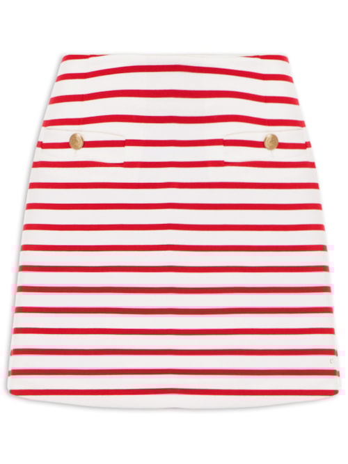 Saia Punto Striped Gold Button – Vermelho