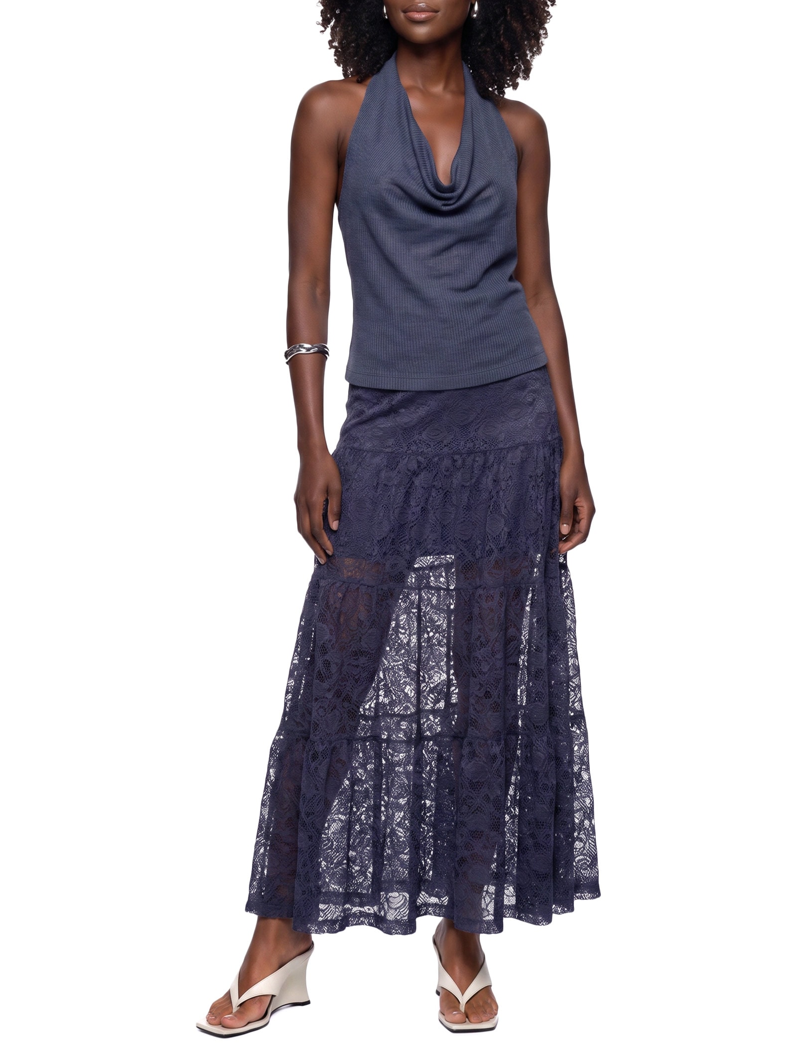 Saia Renda Azul Colcci