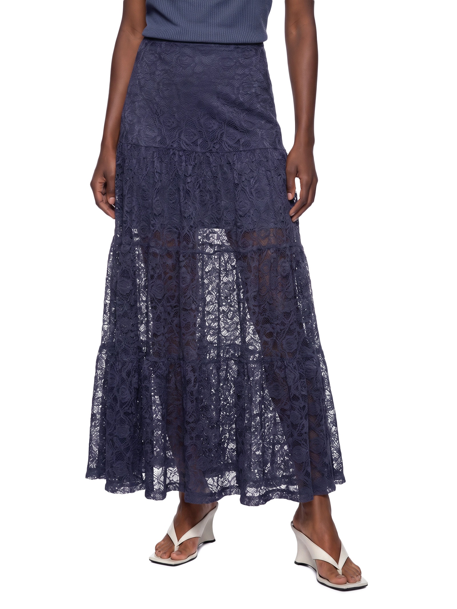 Saia Renda Azul Colcci