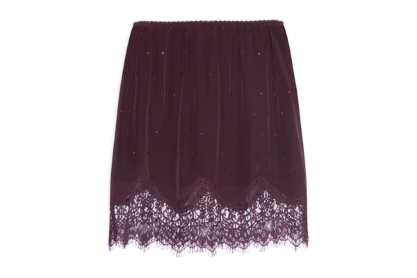 Saia Renda E Strass - Roxo