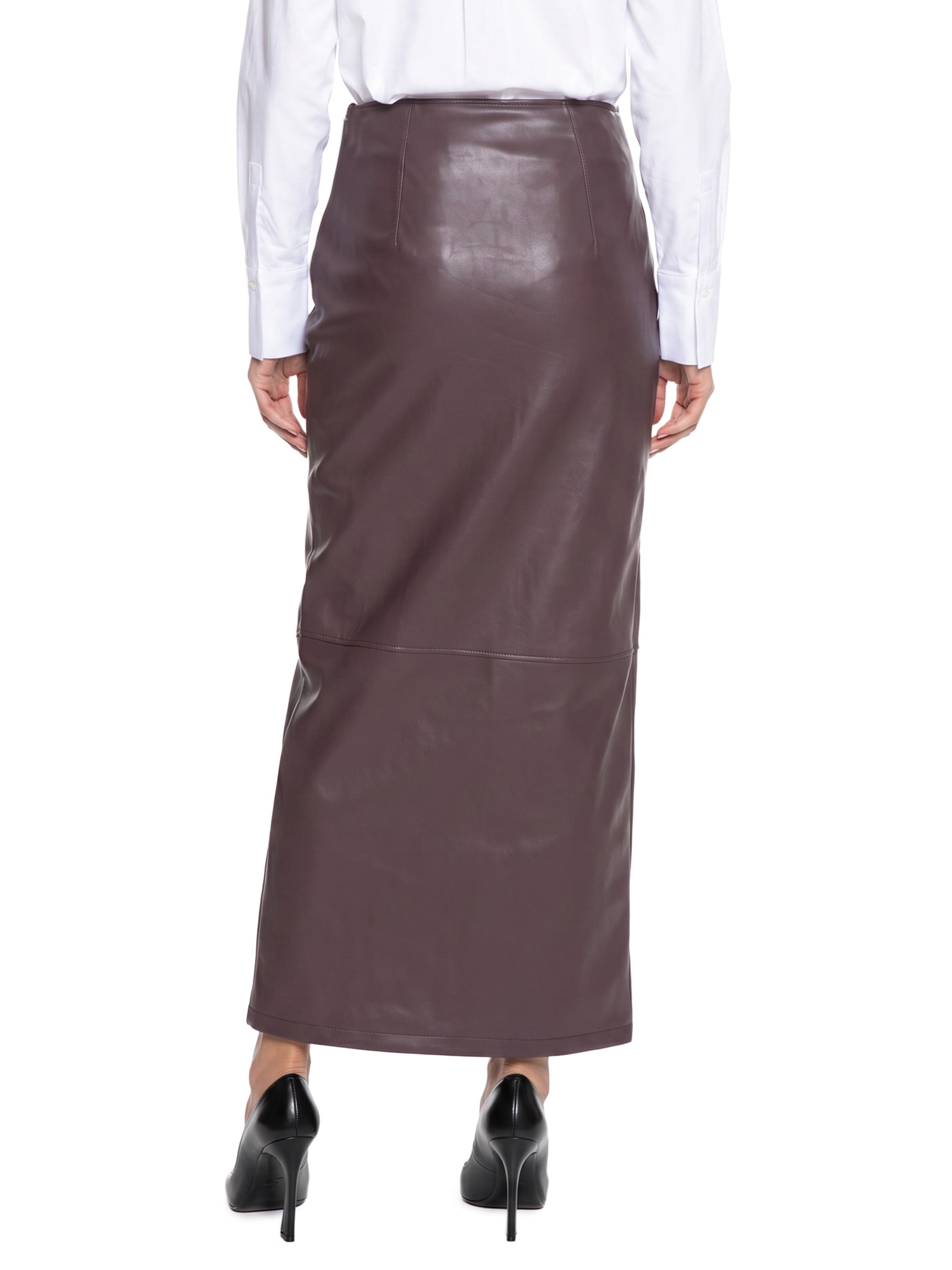 Saia Reta Super Midi Cintura Alta Vermelho Lança Perfume