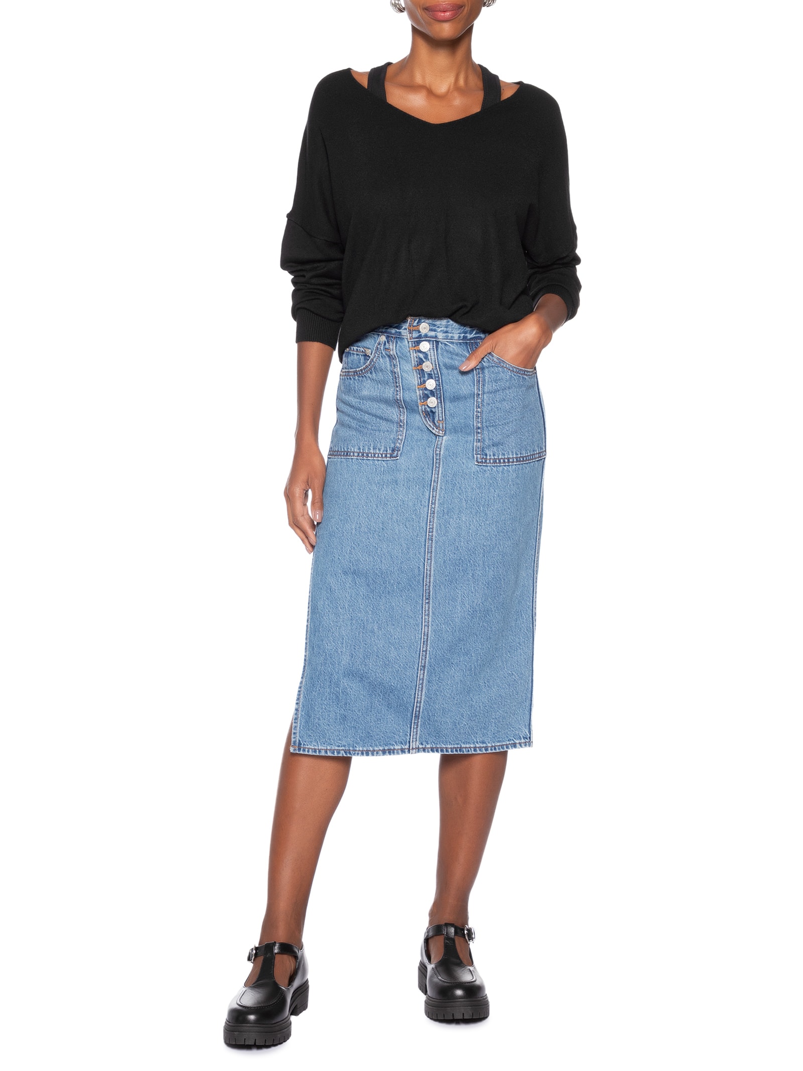 Saia Revers Side Slit Azul Levi's