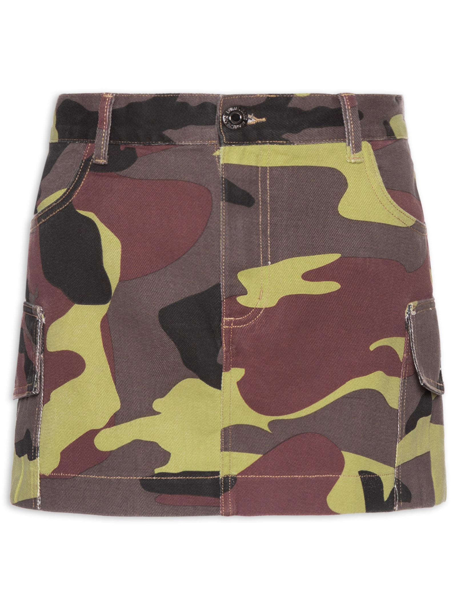 Saia Sarja Camuflada Verde Animale Jeans