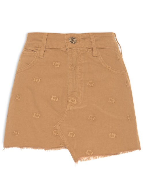 Saia Sarja Com Bordado – Marrom