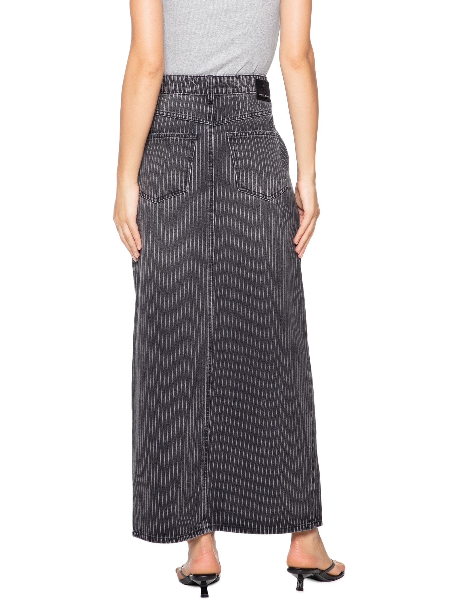 Saia Sarja Estampada Preto Colcci Jeans