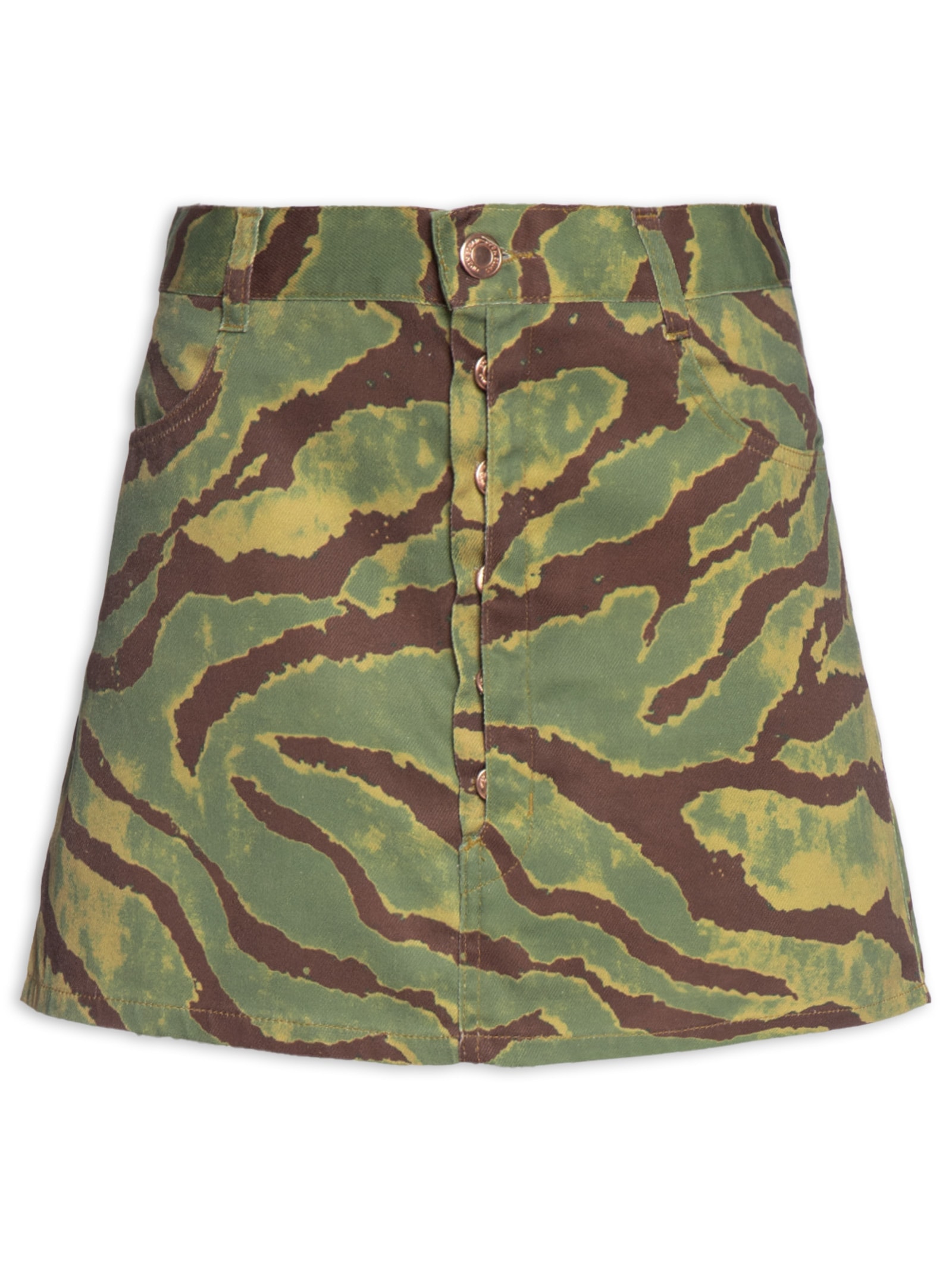 Saia Sarja Estampada Verde Open