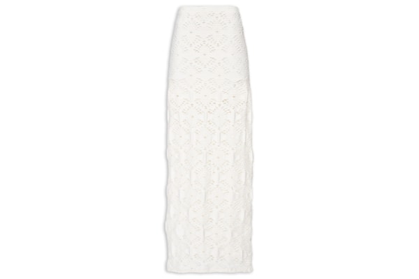 Saia Super Longo Com Fenda - Off White