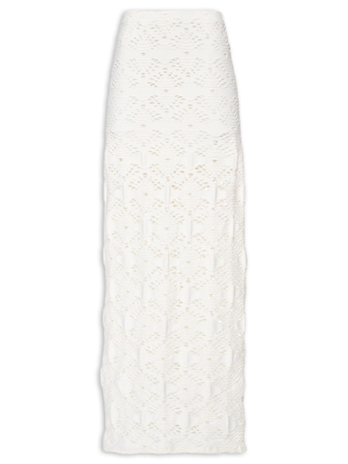Saia Super Longo Com Fenda – Off White