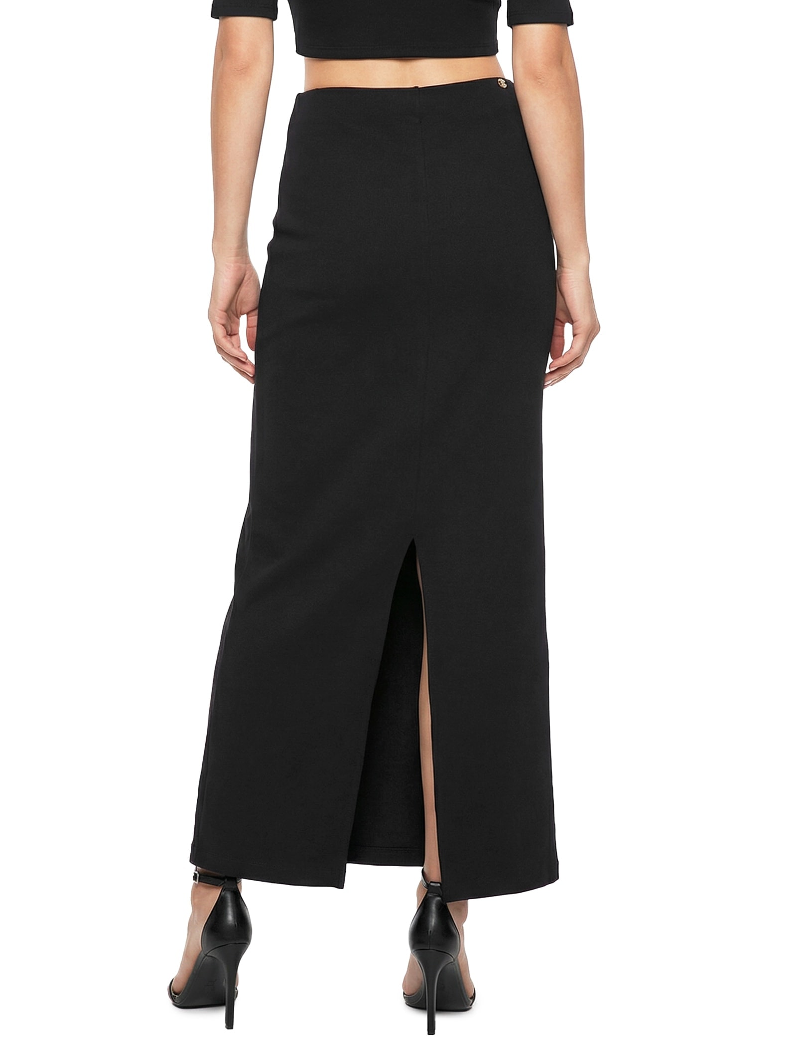 Saia Super Midi Cintura Alta Preto Lança Perfume