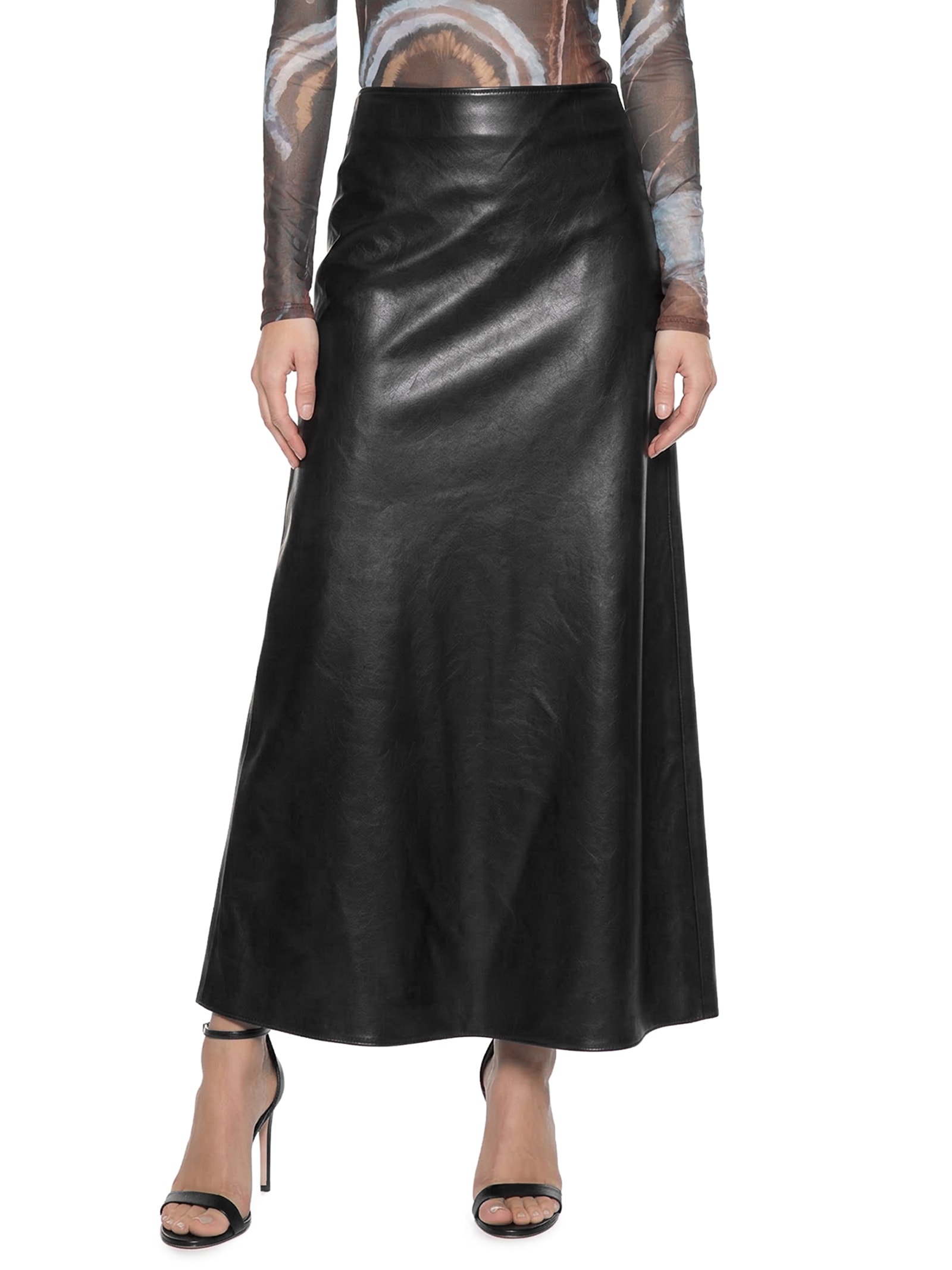 Saia Super Midi Evasê Cintura Média Preto My Favorite