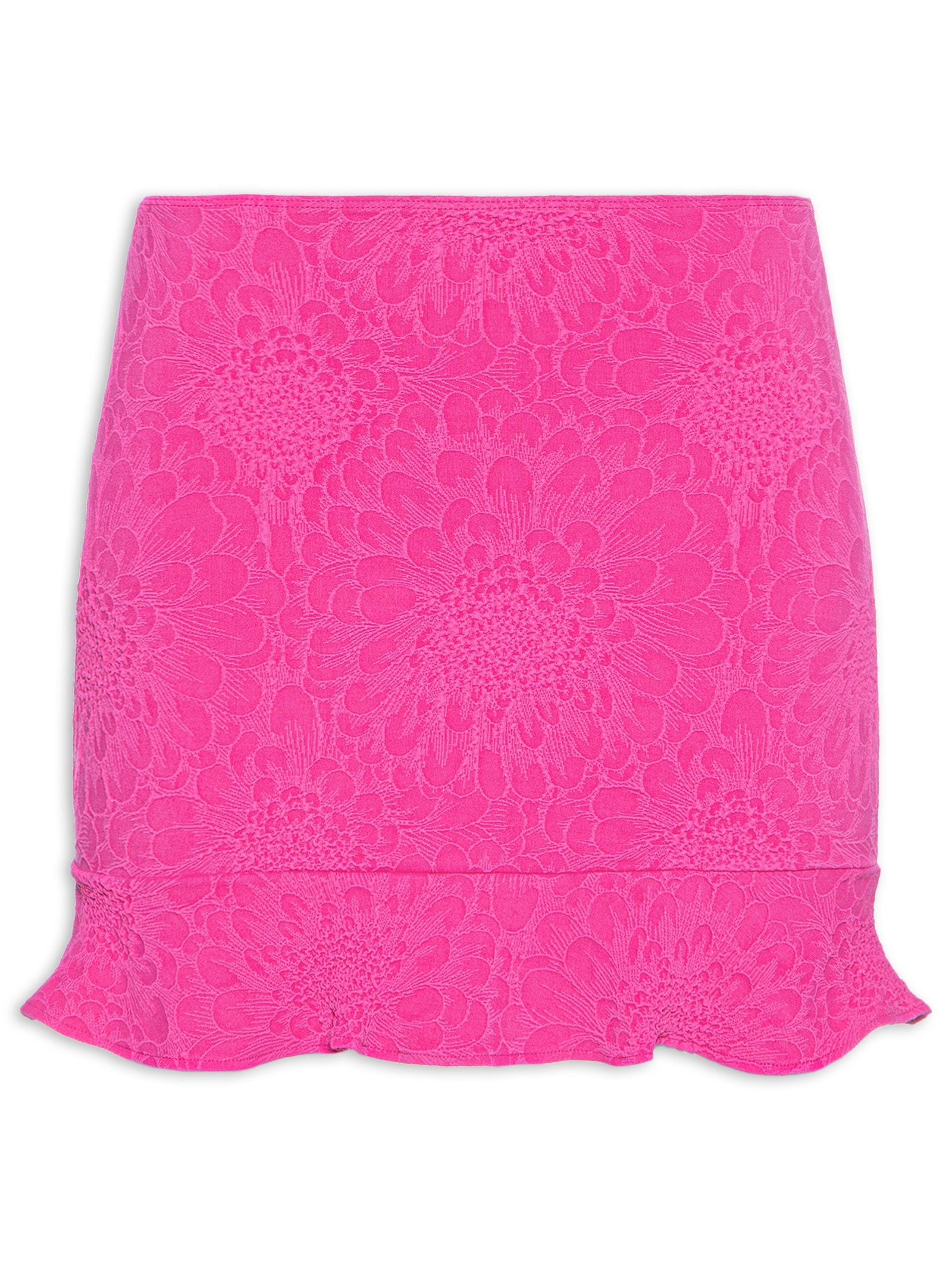Saia Textura Flor Rosa Farm Praia