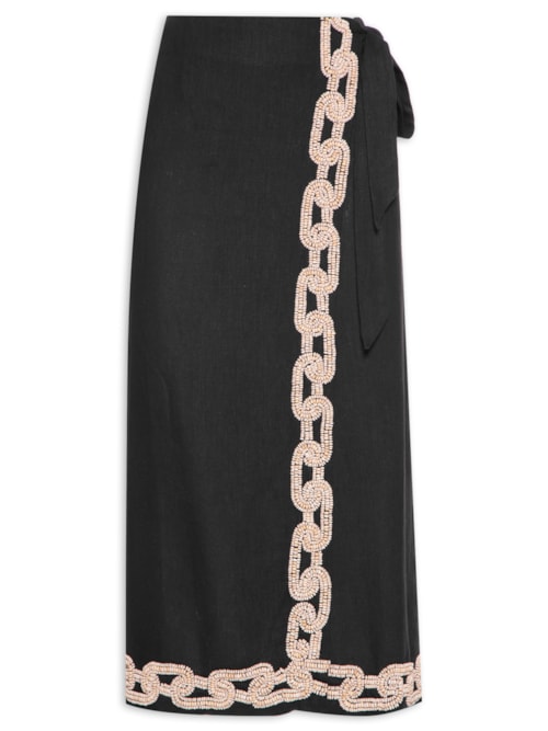 Saia Transpassada Miçanga Grande – Preto