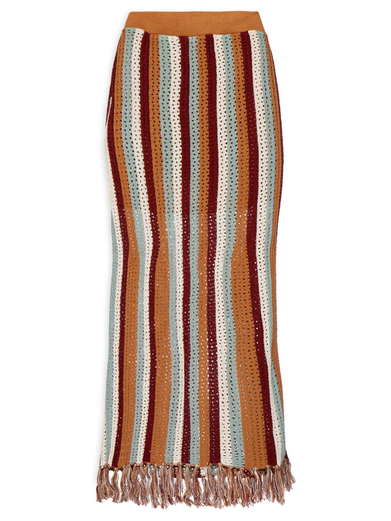 Saia Tricot Detalhe Franja Laranja Dress To