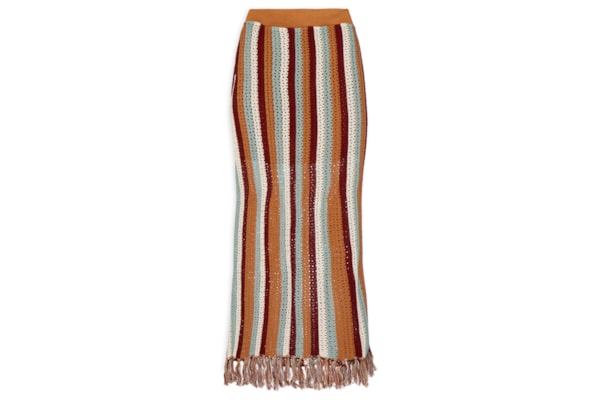 Saia Tricot Detalhe Franja - Laranja