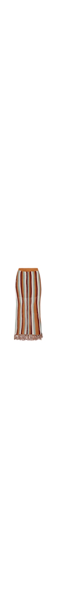 Saia Tricot Detalhe Franja - Laranja