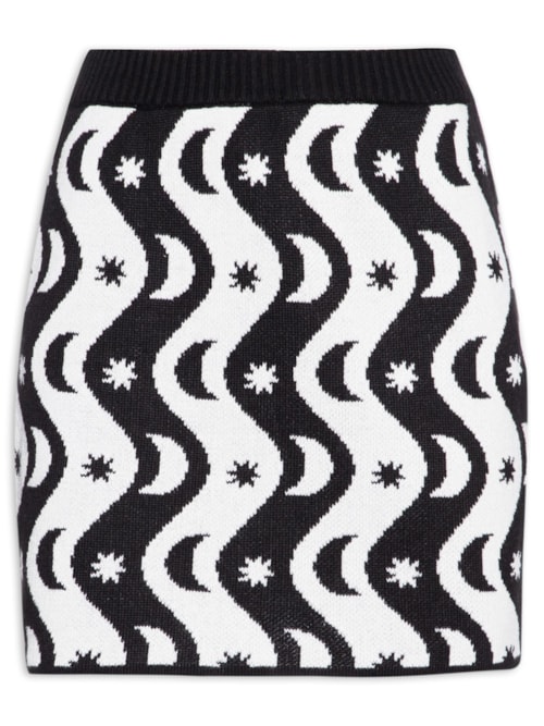 Saia Tricot Estampa Alquimia – Preto