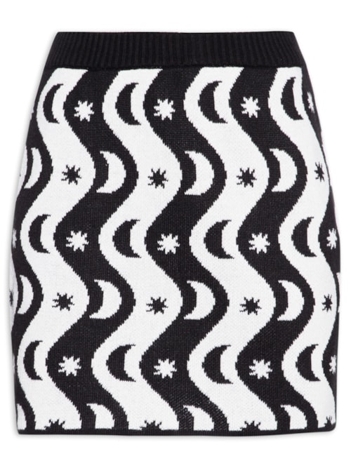 Saia Tricot Estampa Alquimia – Preto