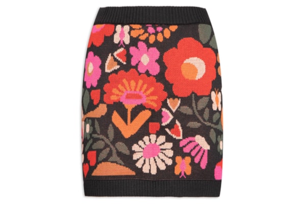 Saia Tricot Jacquard Alice - Preto