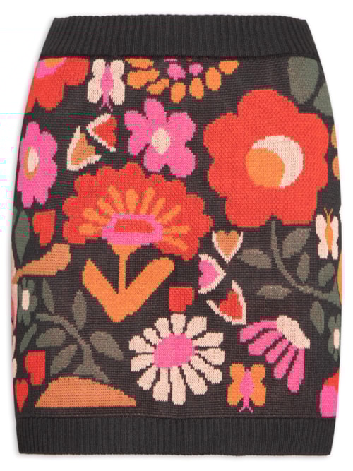 Saia Tricot Jacquard Alice - Preto