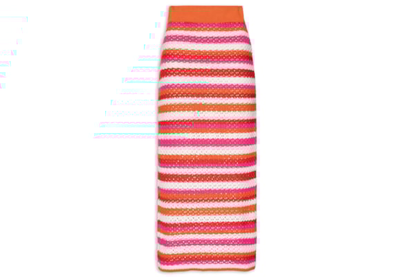 Saia Tricot Listrado - Rosa