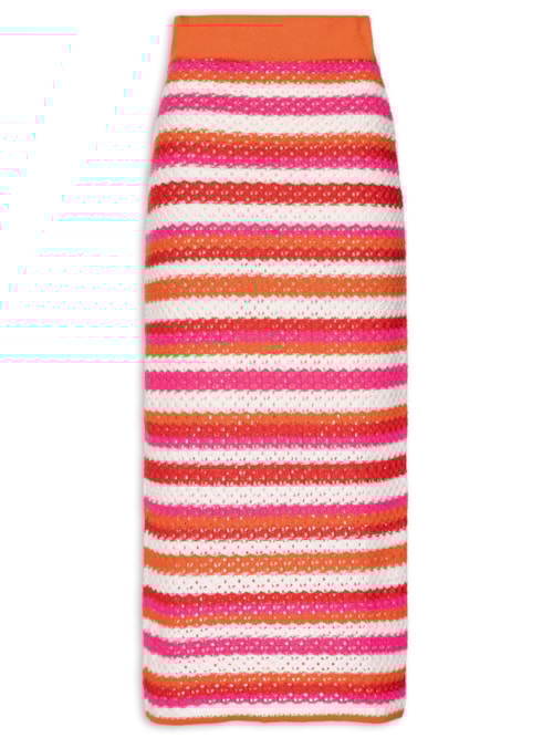 Saia Tricot Listrado - Rosa