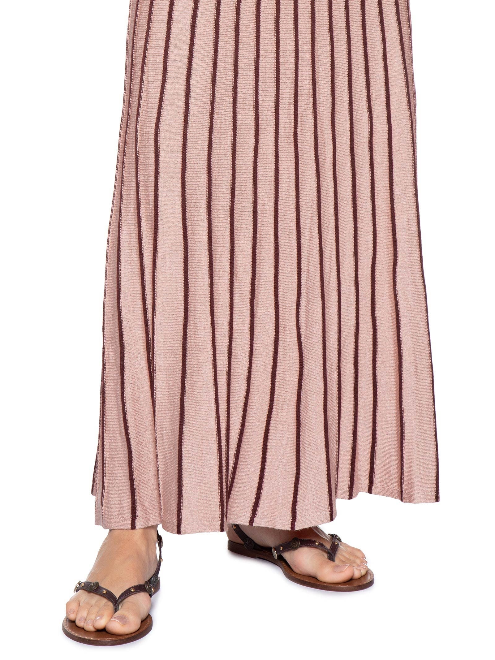 Saia Tricot Listras Floriluz Rosa Dress To