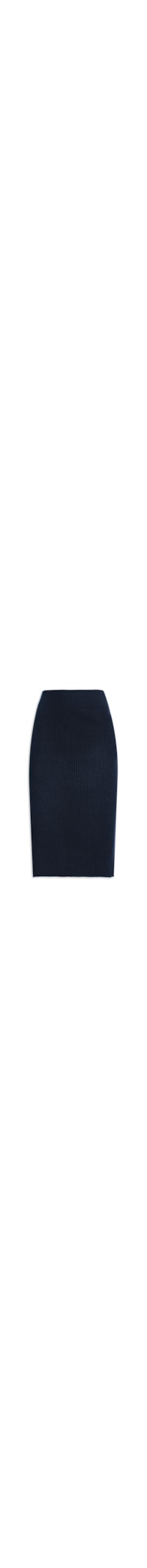 Saia Tricot Midi Com Fenda Lateral - Azul