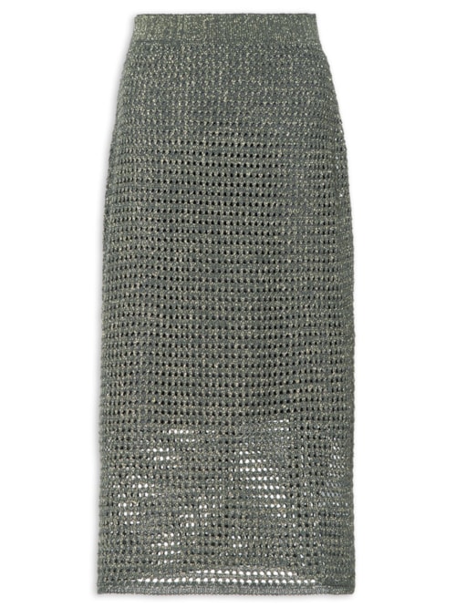 Saia Tricot Midi Ponto Telado – Verde