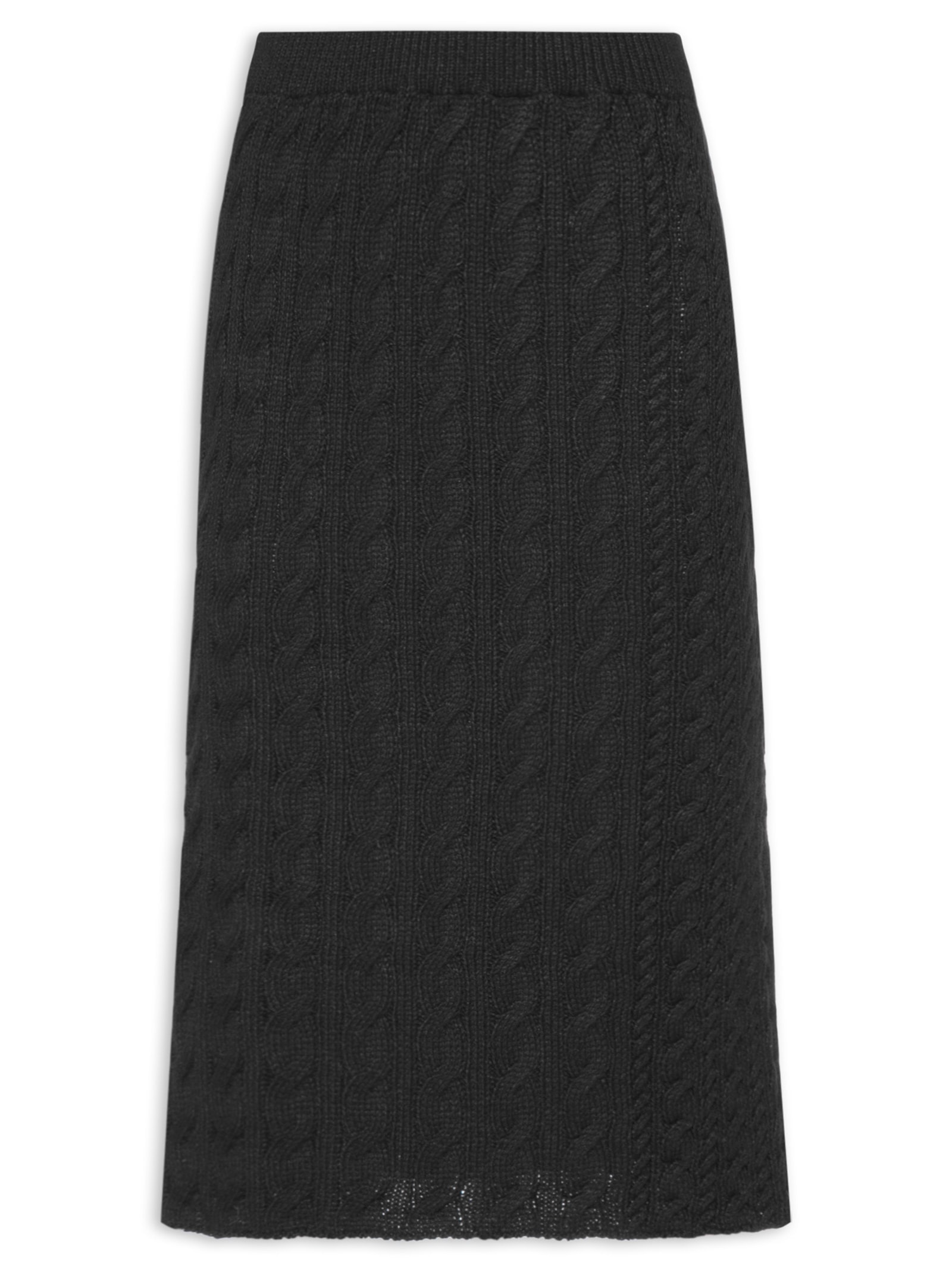 Saia Tricot Midi Texturizada Preto Basiq