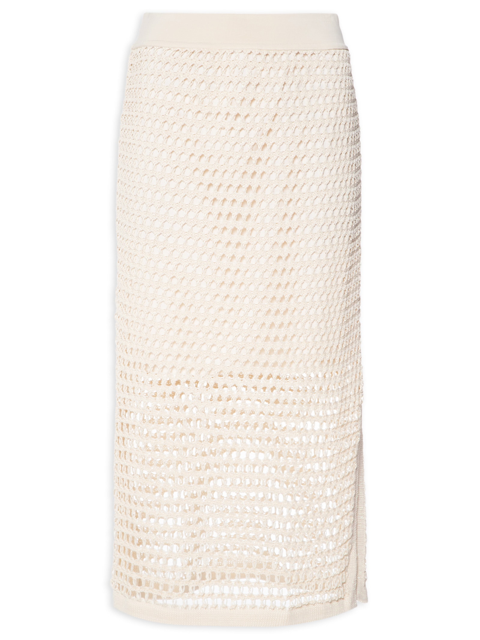 Saia Tricot Ponto Telado Off White  Maria Filó