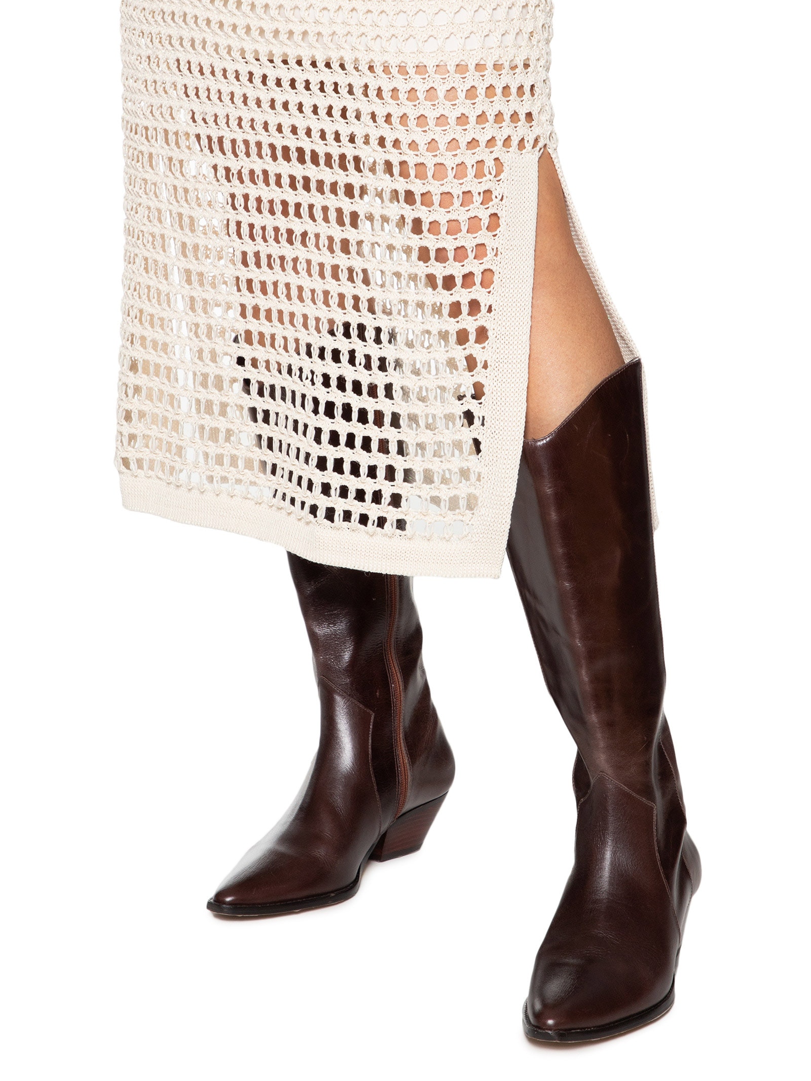 Saia Tricot Ponto Telado Off White  Maria Filó