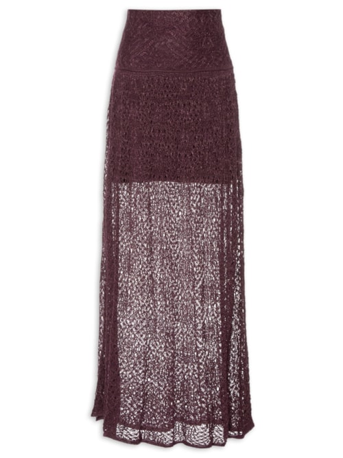 Saia Tricot Rendada Feminina – Vermelho