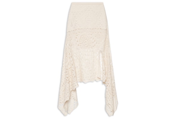 Saia Tricot Super Midi Assimétrica - Off White