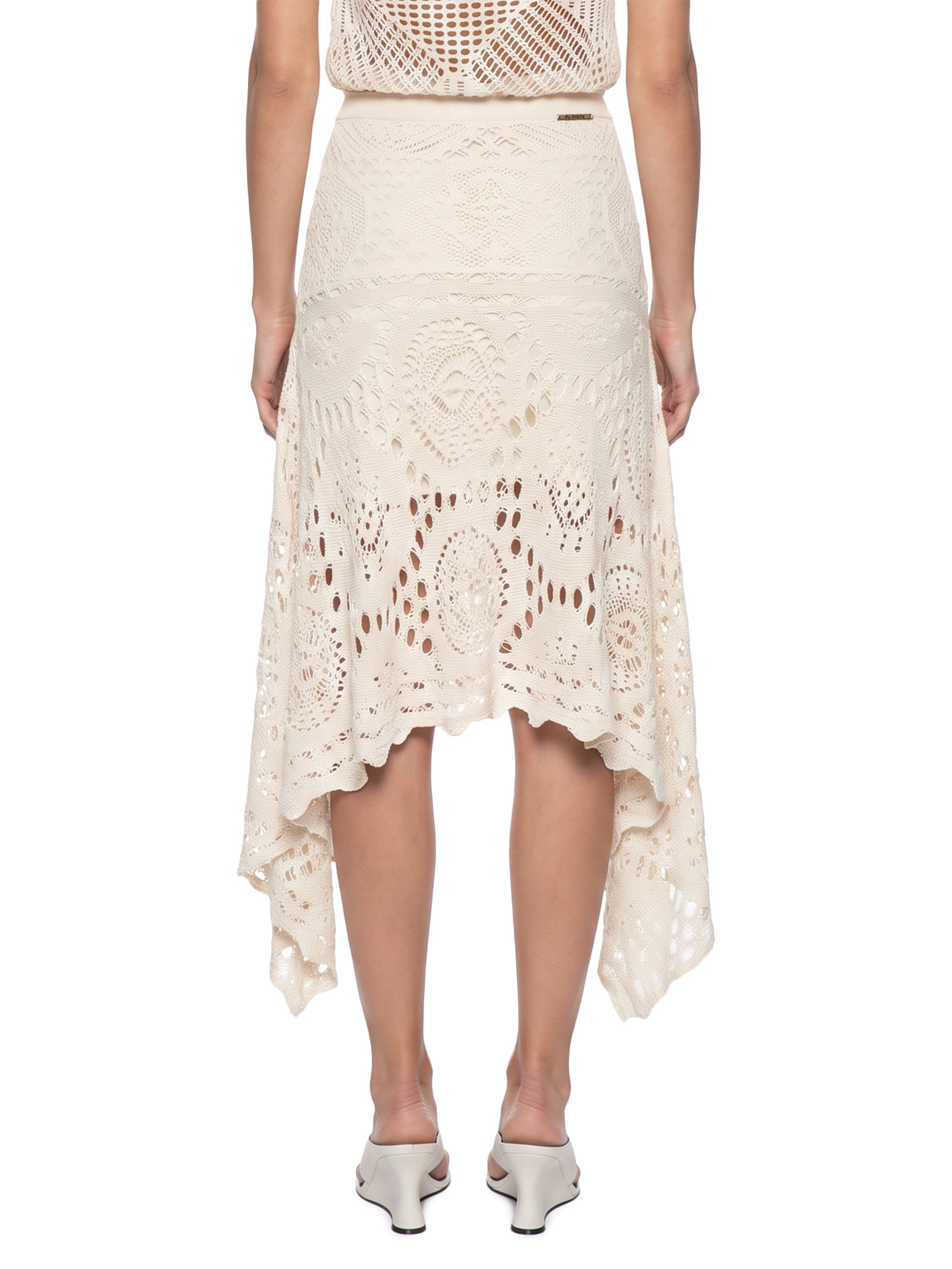 Saia Tricot Super Midi Assimétrica Off White My Favorite