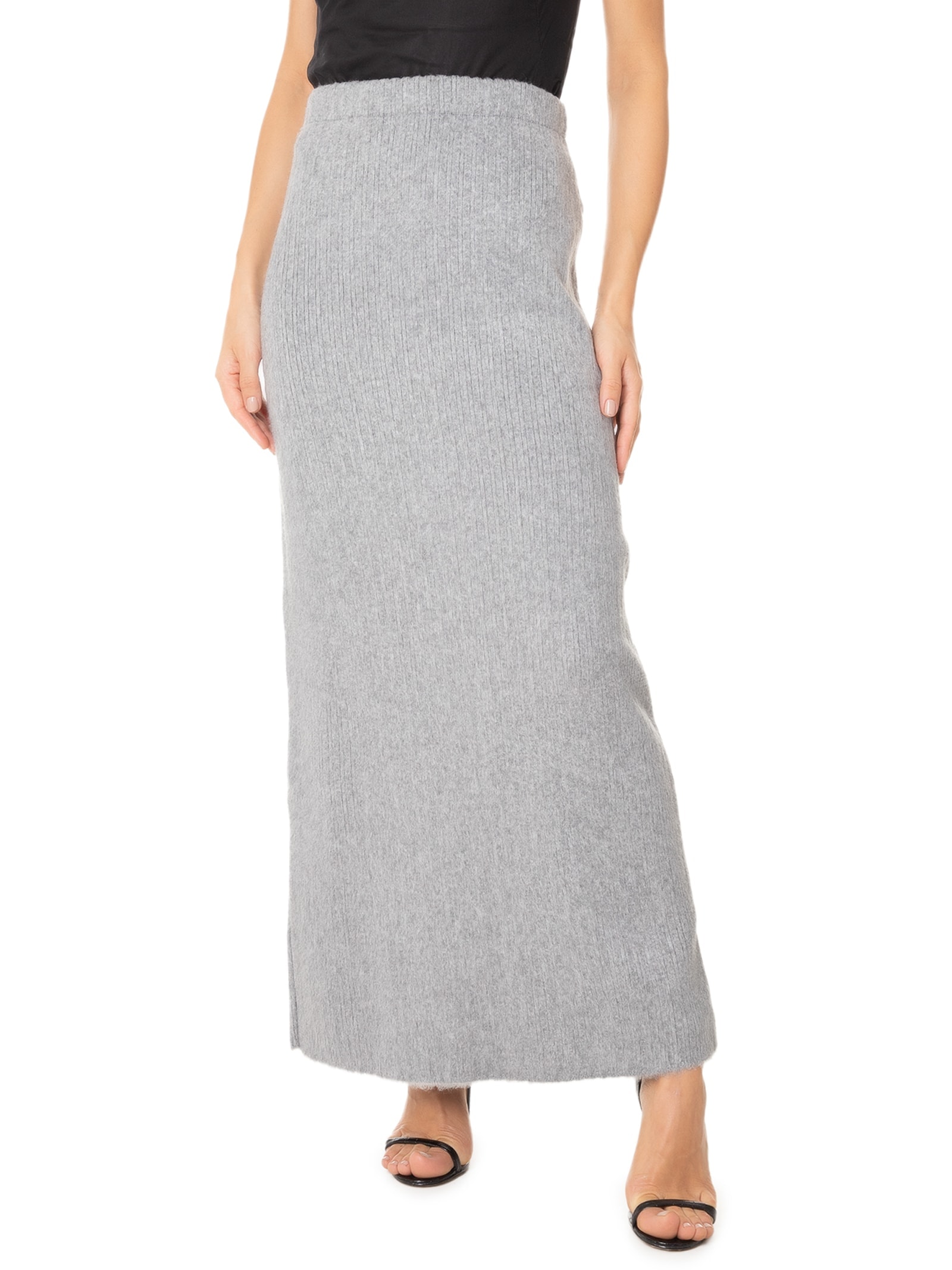 Saia Tricot Super Midi Cinza My Favorite Things