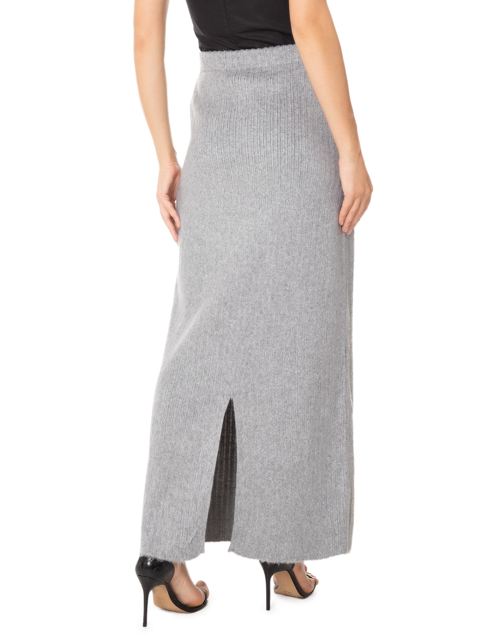 Saia Tricot Super Midi Cinza My Favorite Things