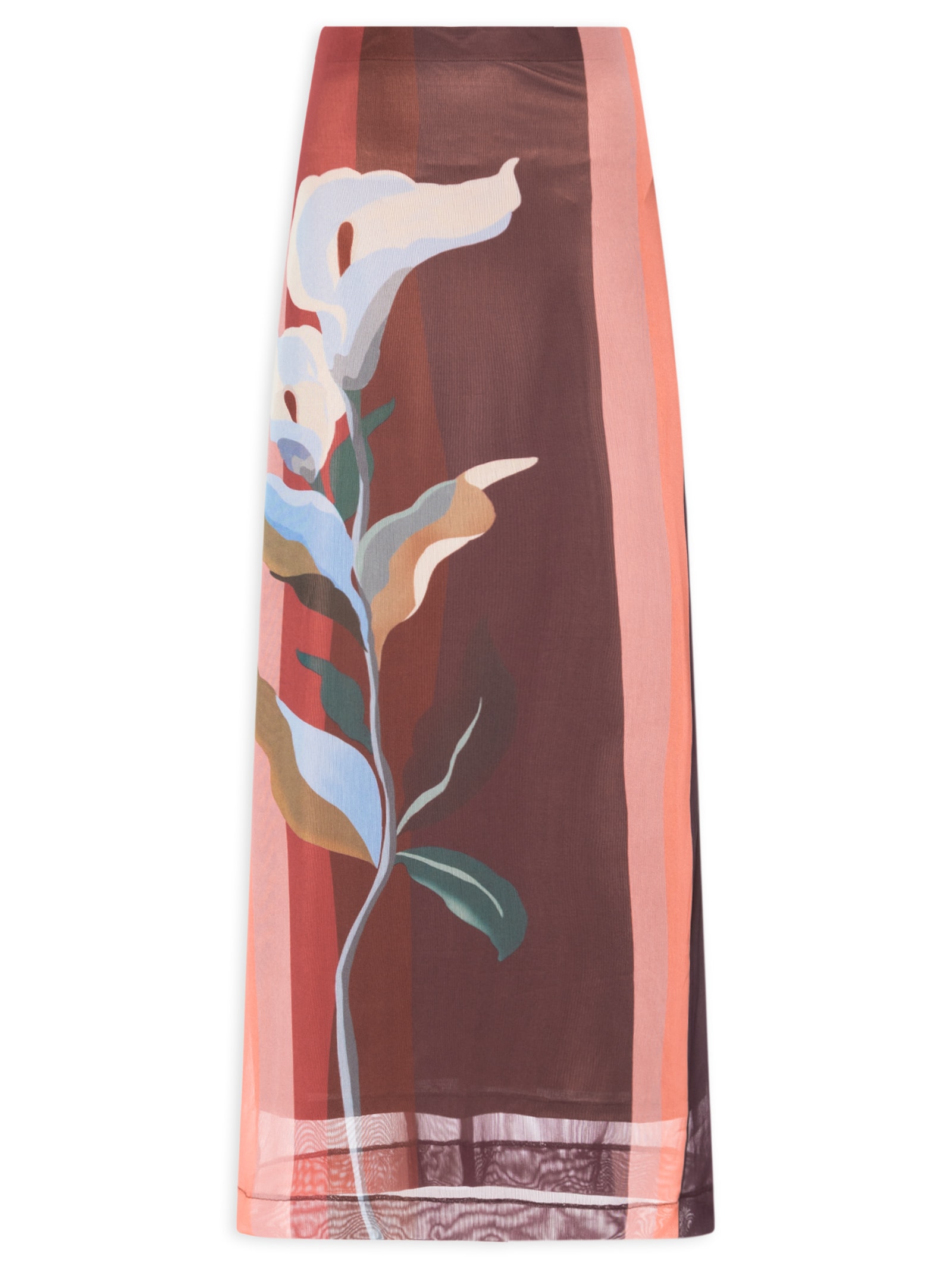 Saia Tule Estampa Brisa Floral Marrom Dress To