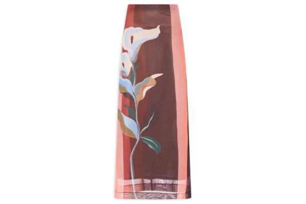 Saia Tule Estampa Brisa Floral - Marrom