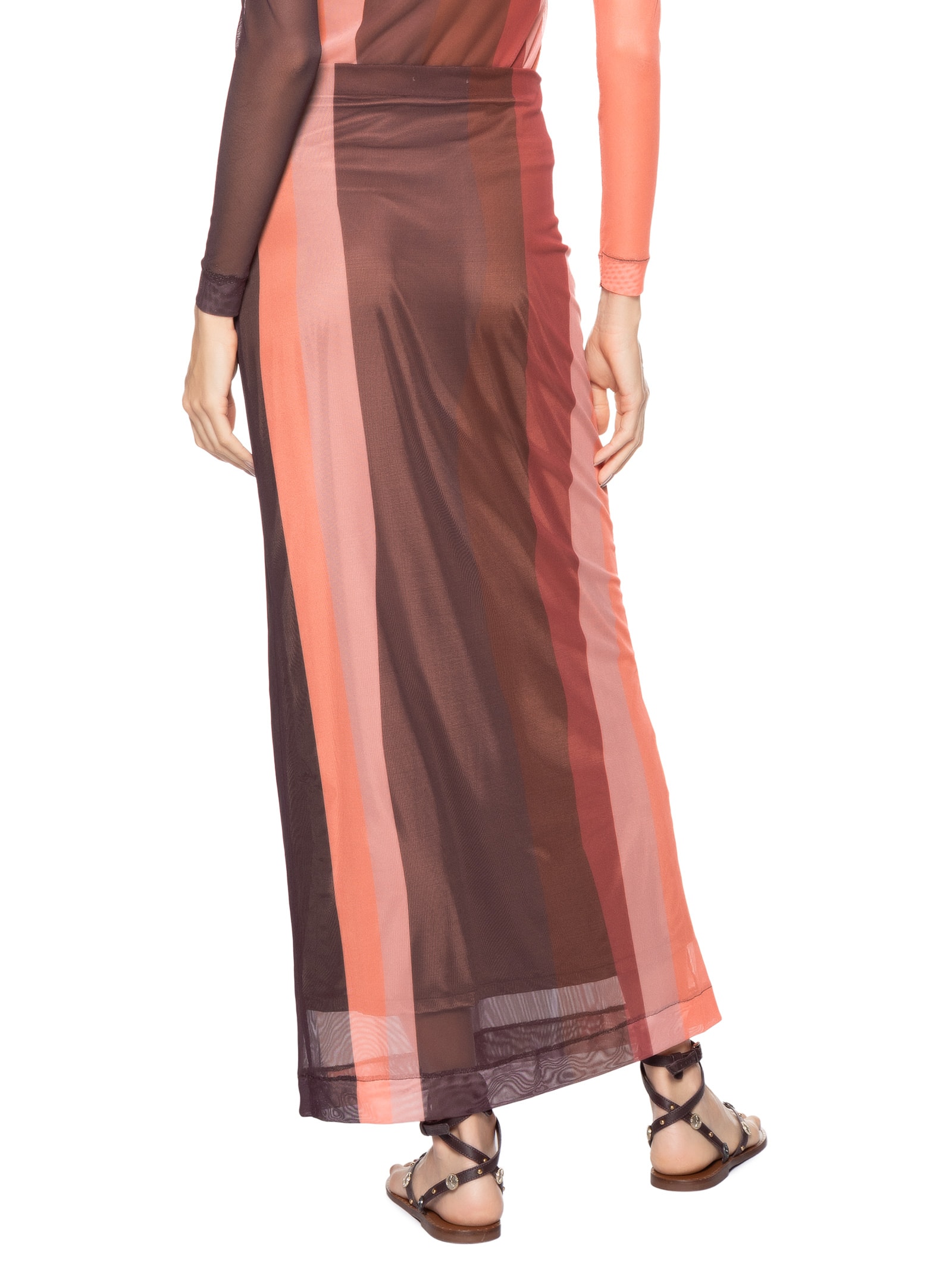 Saia Tule Estampa Brisa Floral Marrom Dress To