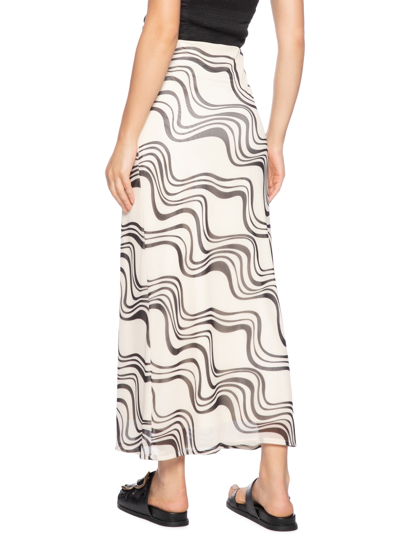 Saia Tule Estampa Fluir Branco Dress To