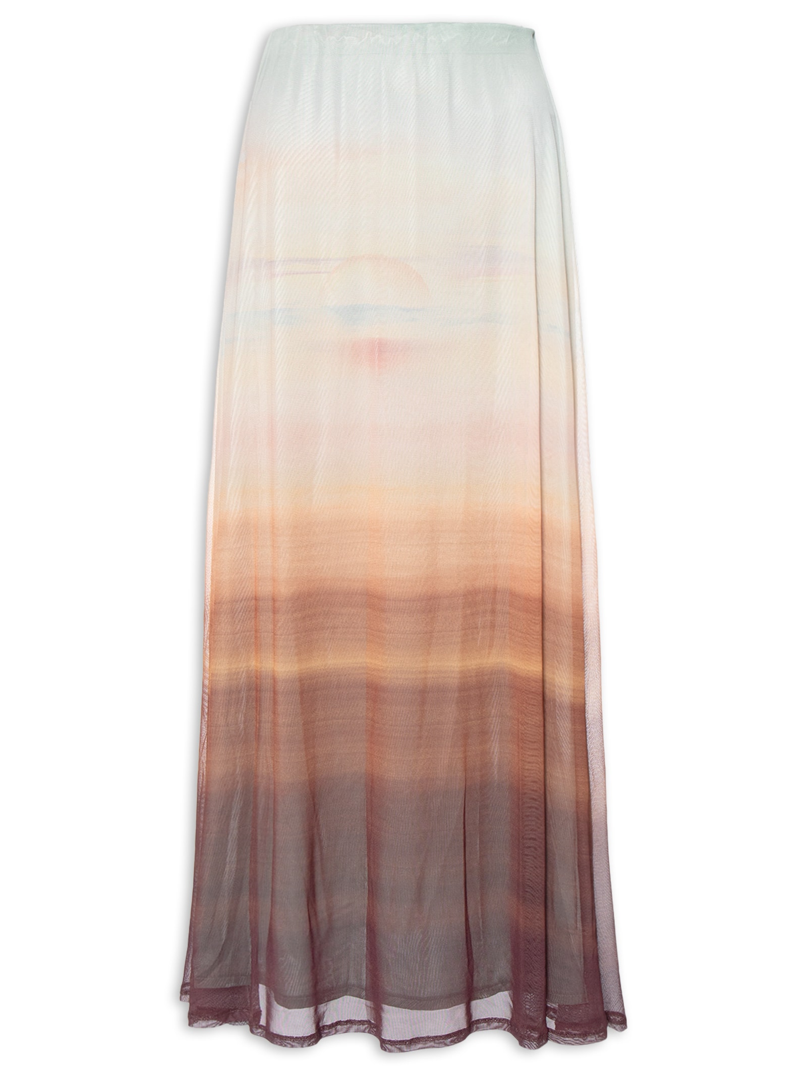 Saia Tule Estampa Pôr Do Sol Azul Dress To