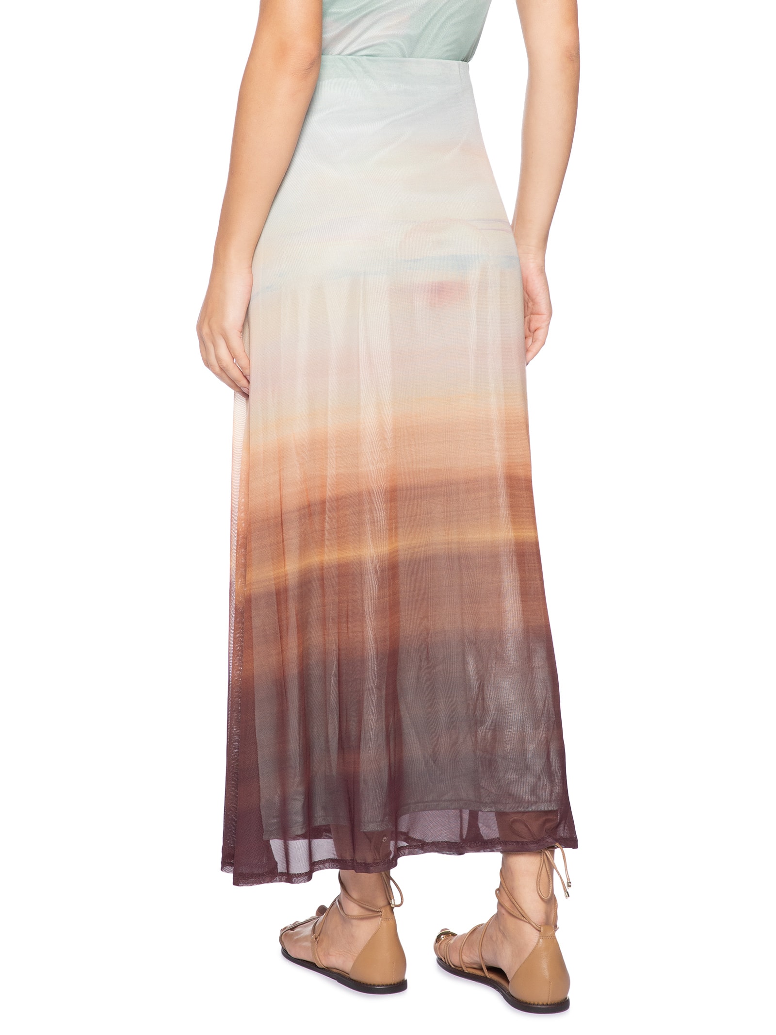 Saia Tule Estampa Pôr Do Sol Azul Dress To