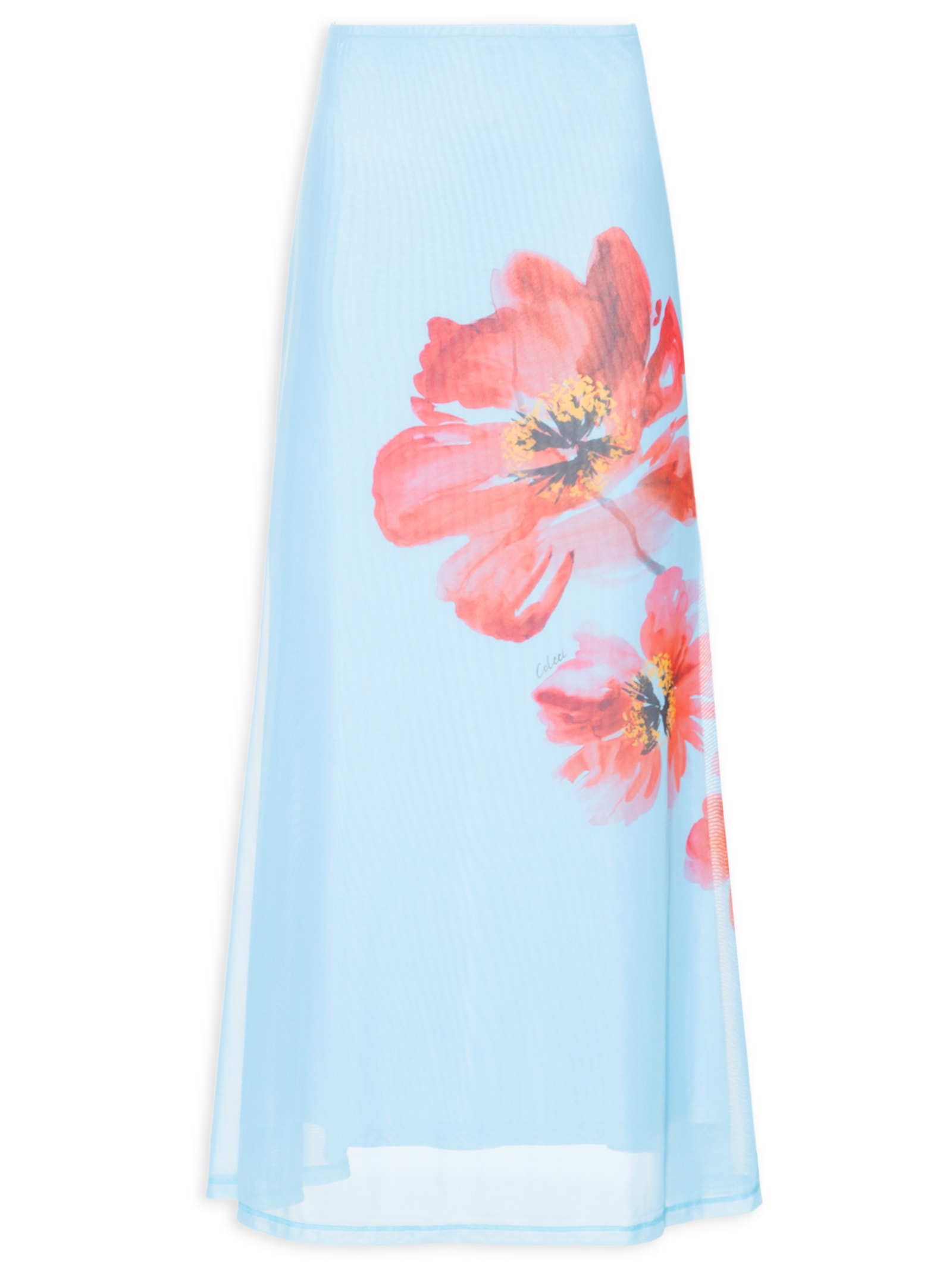 Saia Tule Estampado Azul Colcci