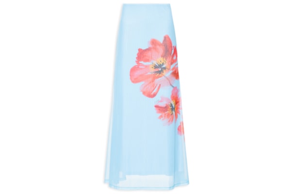 Saia Tule Estampado - Azul