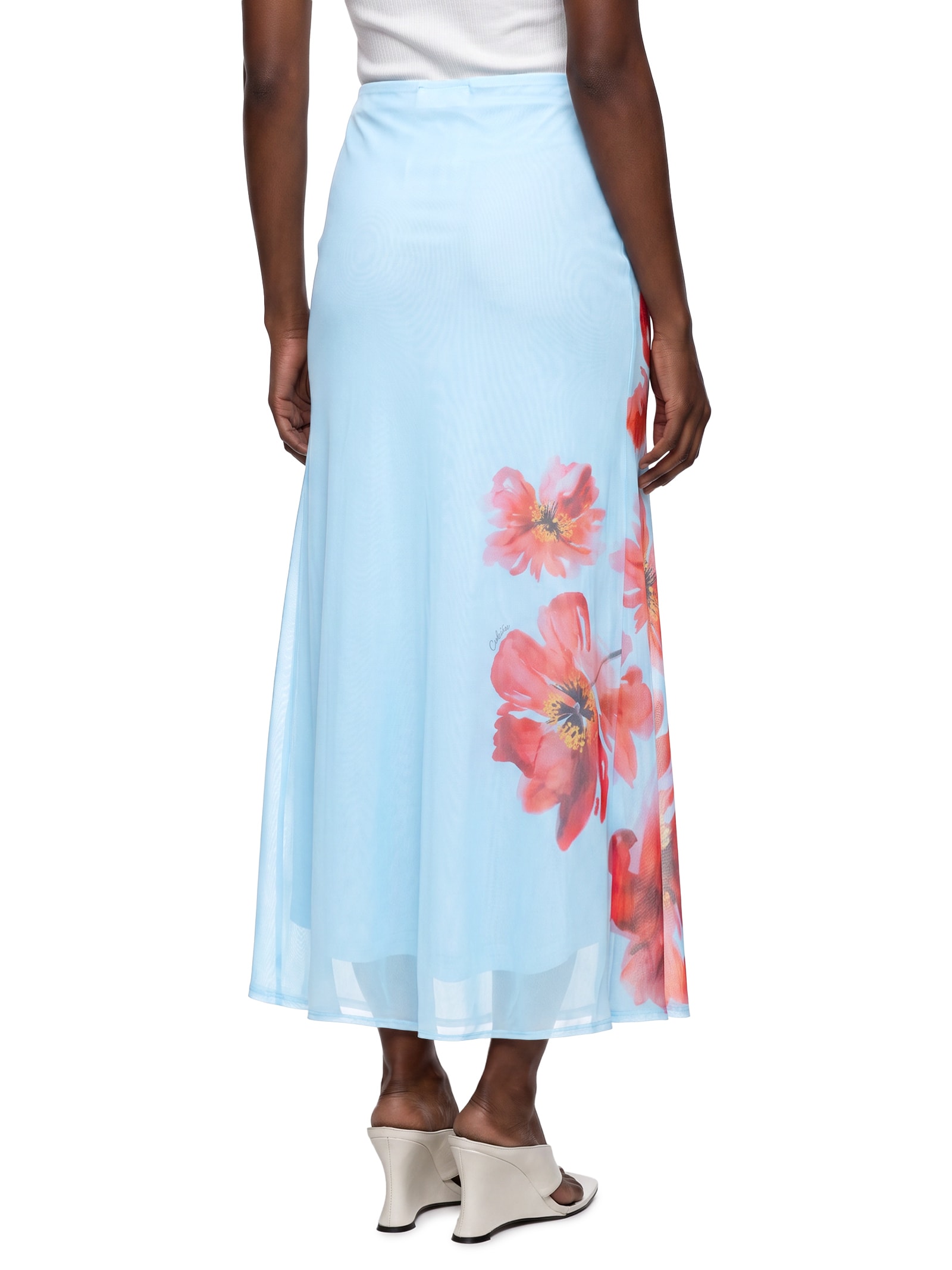 Saia Tule Estampado Azul Colcci