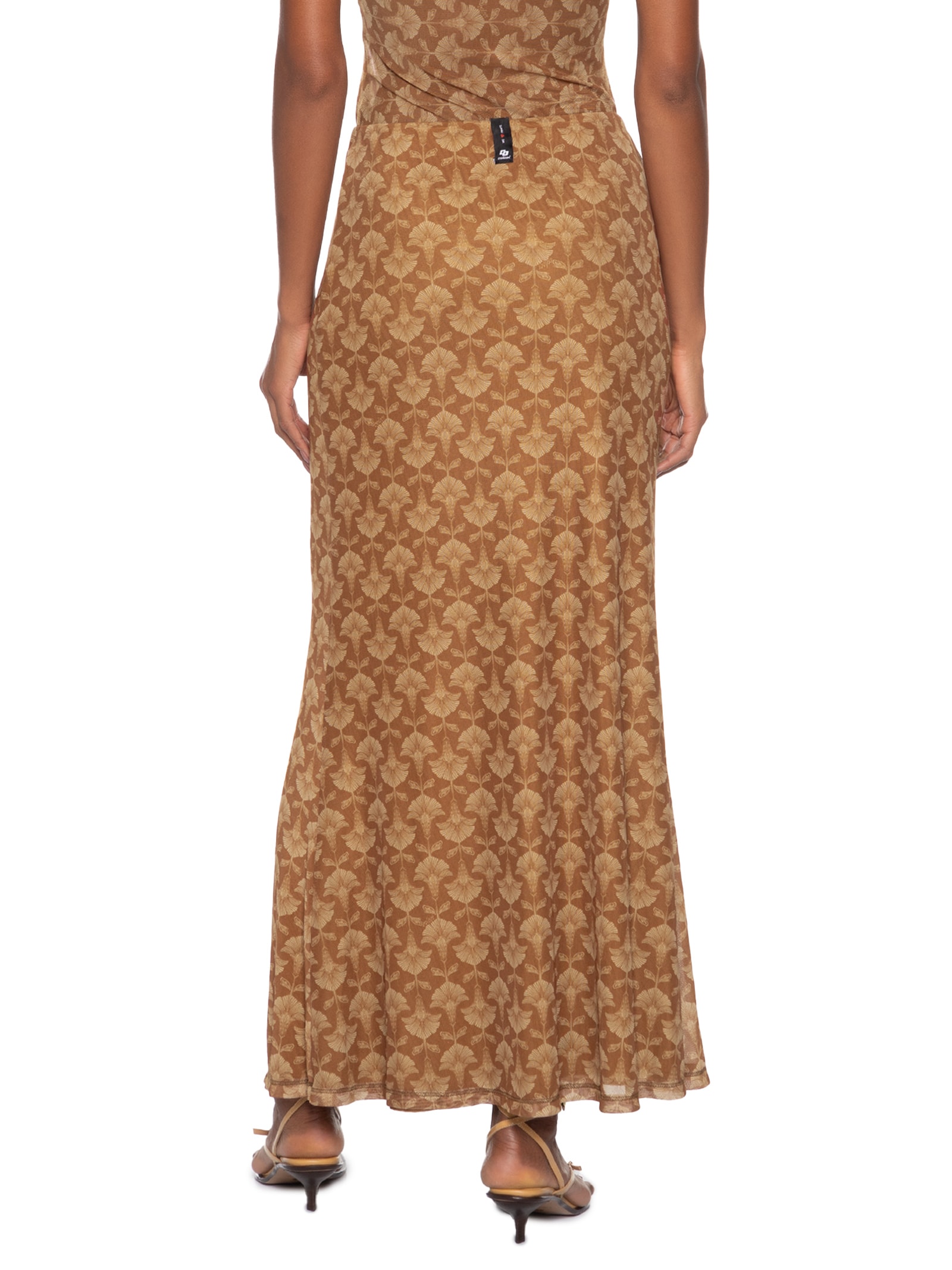 Saia Tule Estampado Marrom Colcci