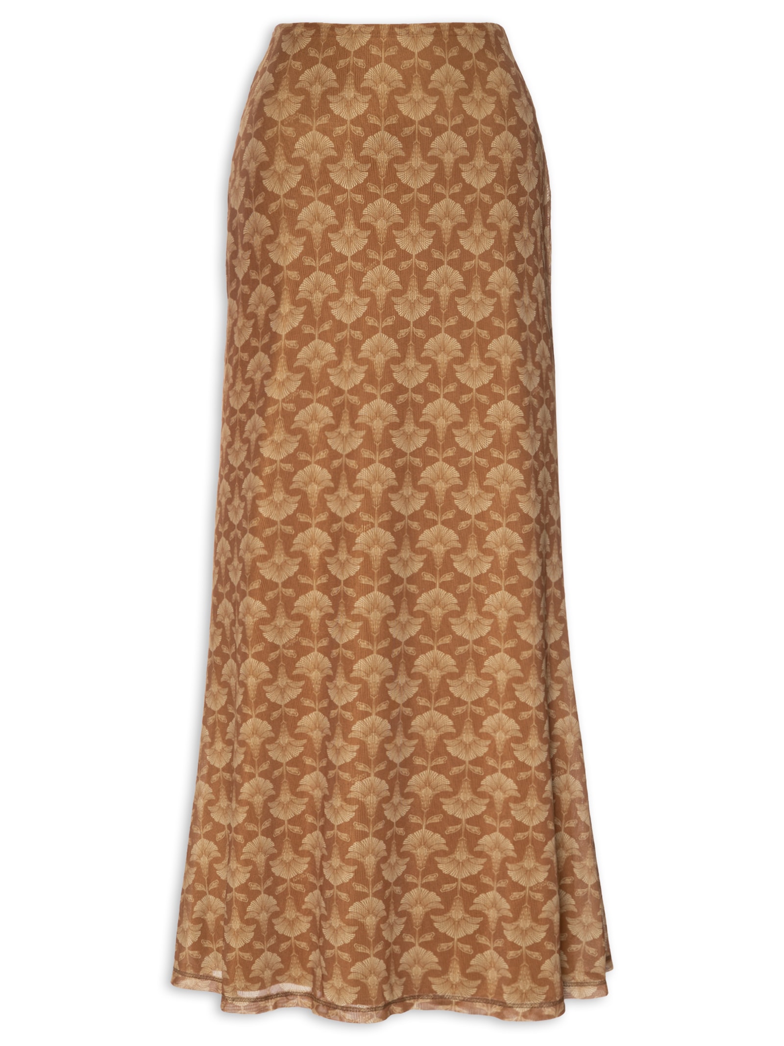 Saia Tule Estampado Marrom Colcci