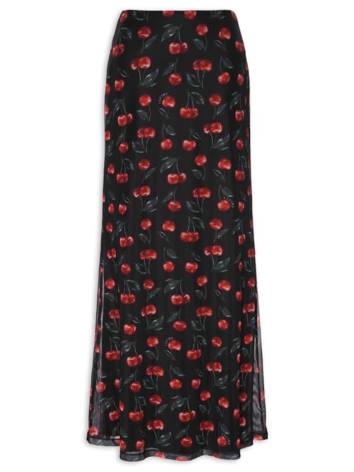 Saia Tule Estampado – Preto