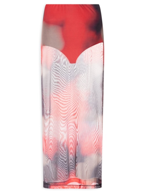 Saia Tule Estampado – Vermelho