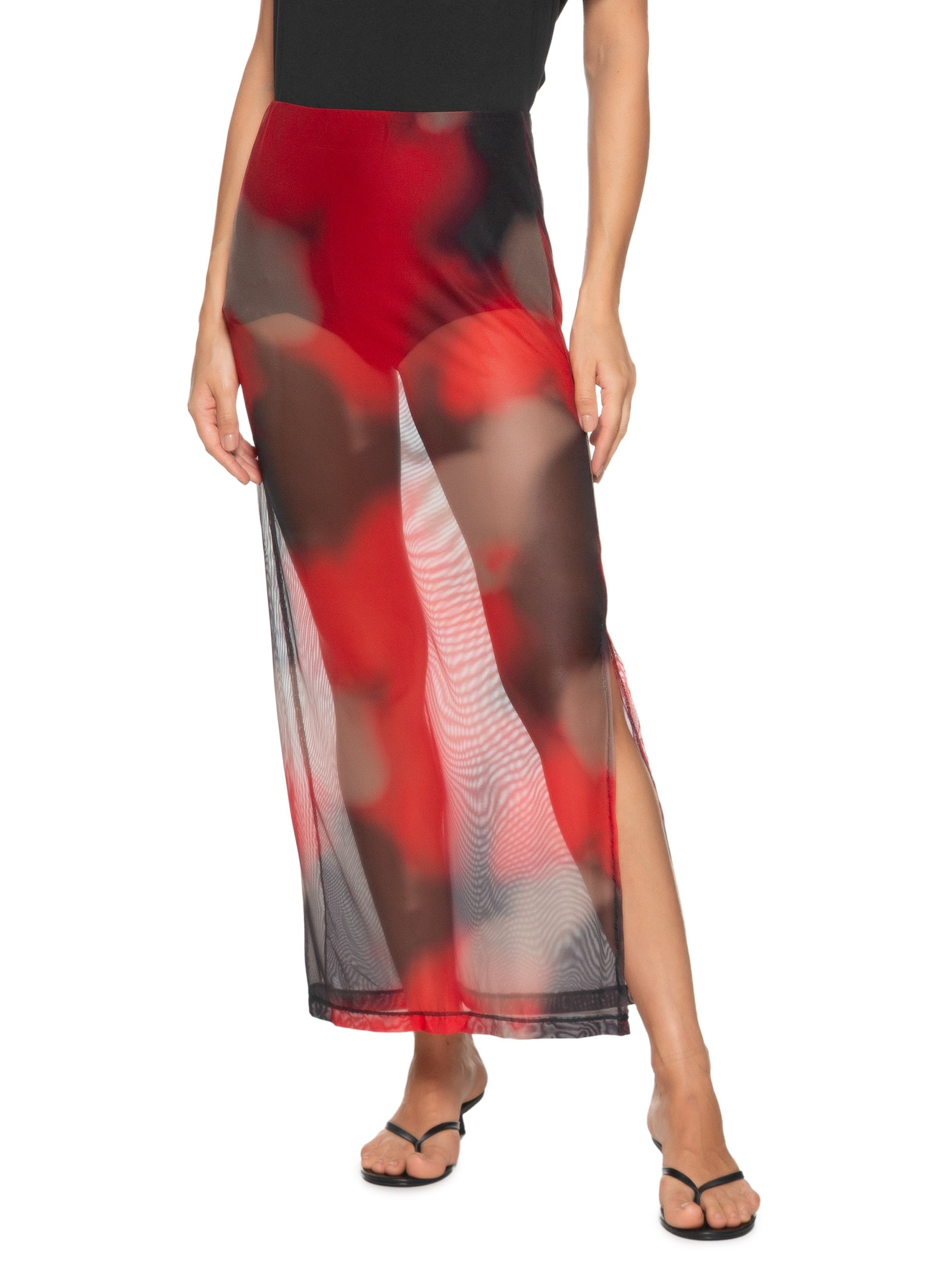 Saia Tule Estampado Vermelho Colcci